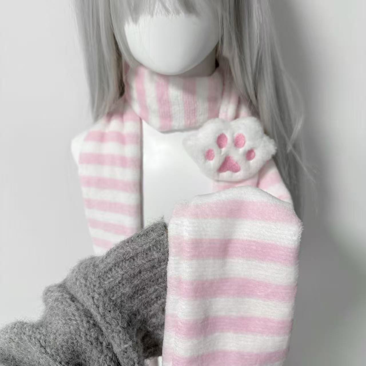 Kawaii Kniied Scarf Cat Paw De - Travel Accessories Aesthetic 评论和价格